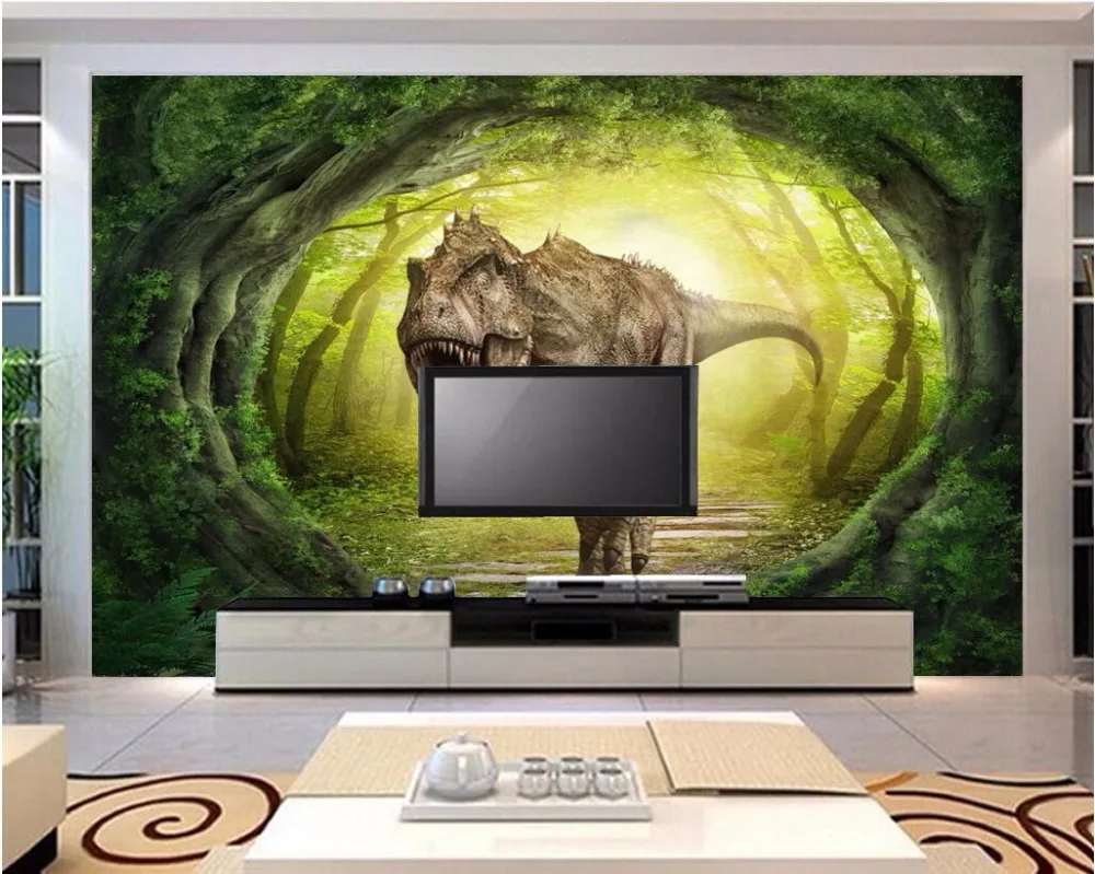 3d обои на заказ Фреска фото Динозавр мир пейзаж лес Картина комната живопись 3d настенные росписи Бумага для стен 3 d