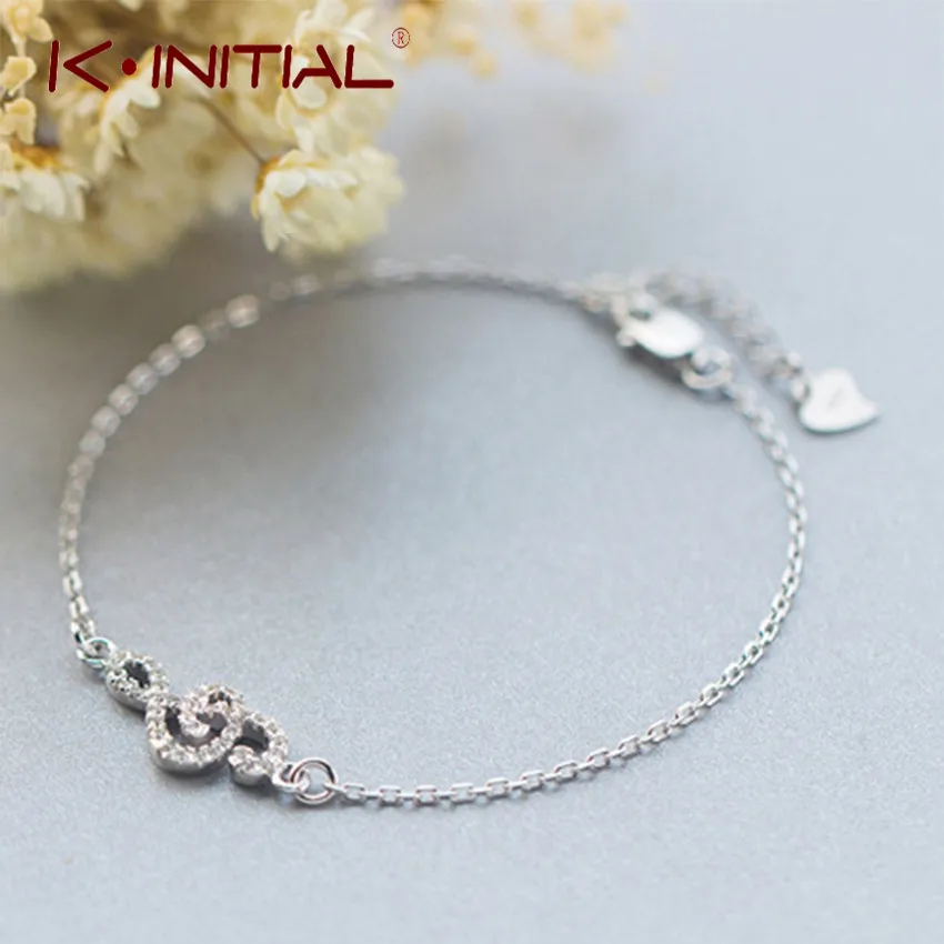 Kinitial 1 шт. серебряный цвет Музыкальные Символы браслеты для женщин CZ Кристалл