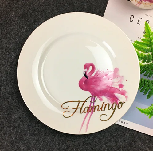 Изысканные китайские керамические тарелки Ins с фламинго западные блюда миска для