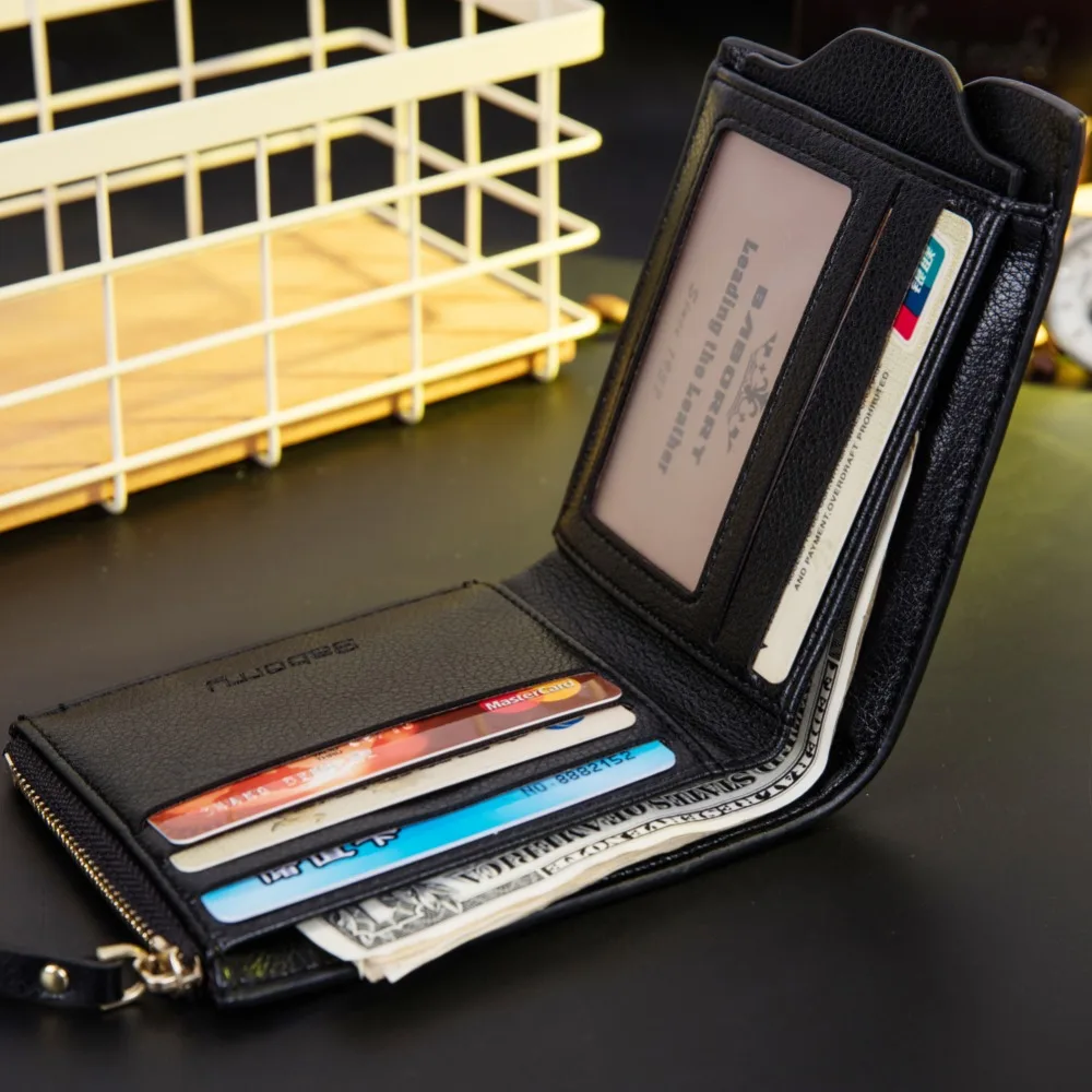 Кошелек мужской на молнии с защитой от кражи и RFID защитой|Мужские кошельки| |