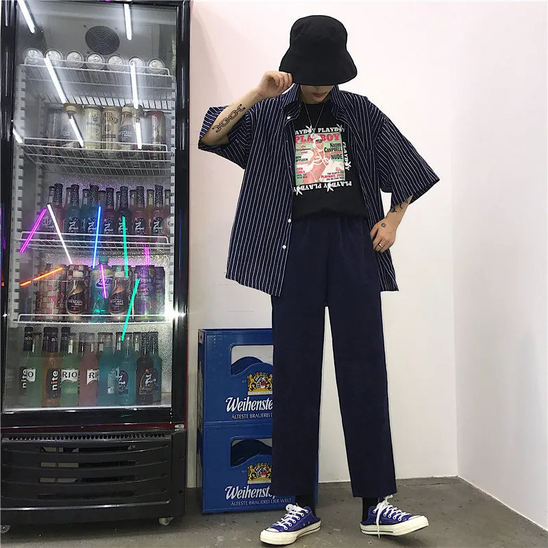Новая модная брендовая женская одежда harajuku стиль ulzzang свободные прямые брюки