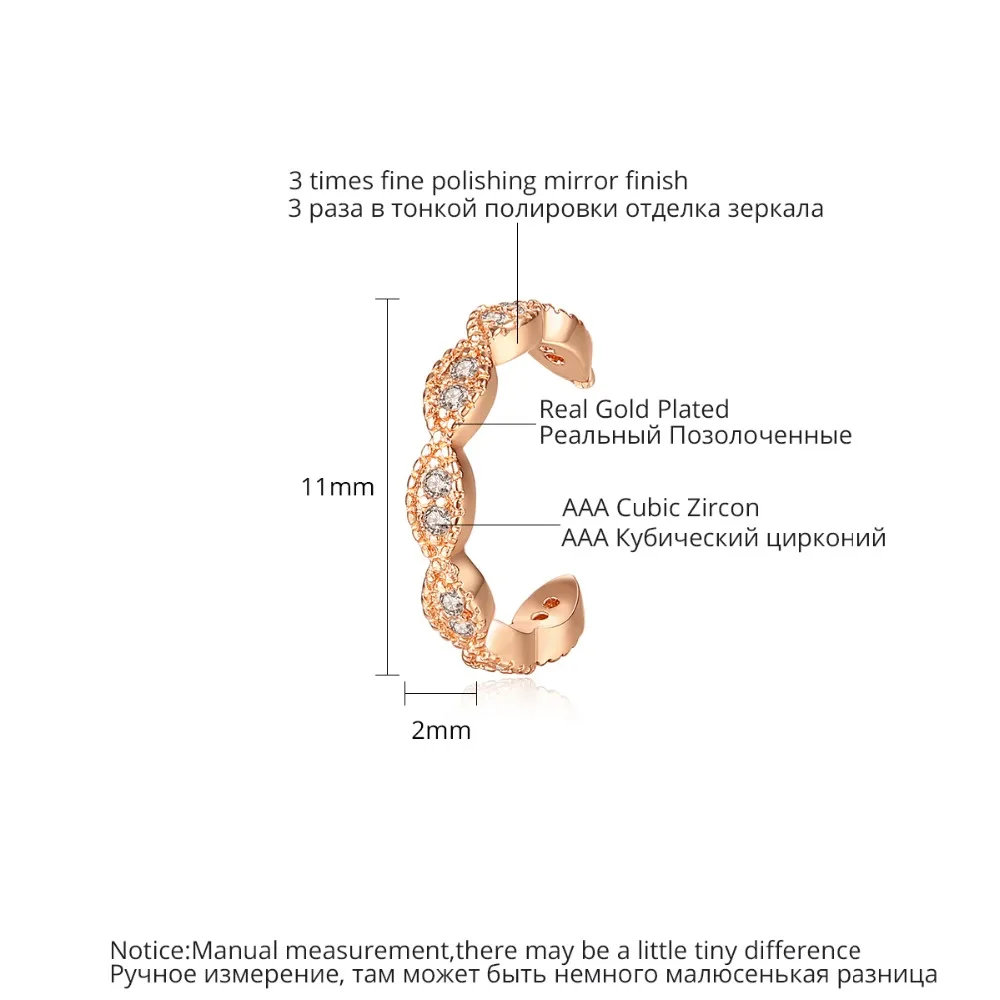 LUOTEEMI простой дизайн полу-кольцевой клип серьги для женщин вечерние Роскошные CZ