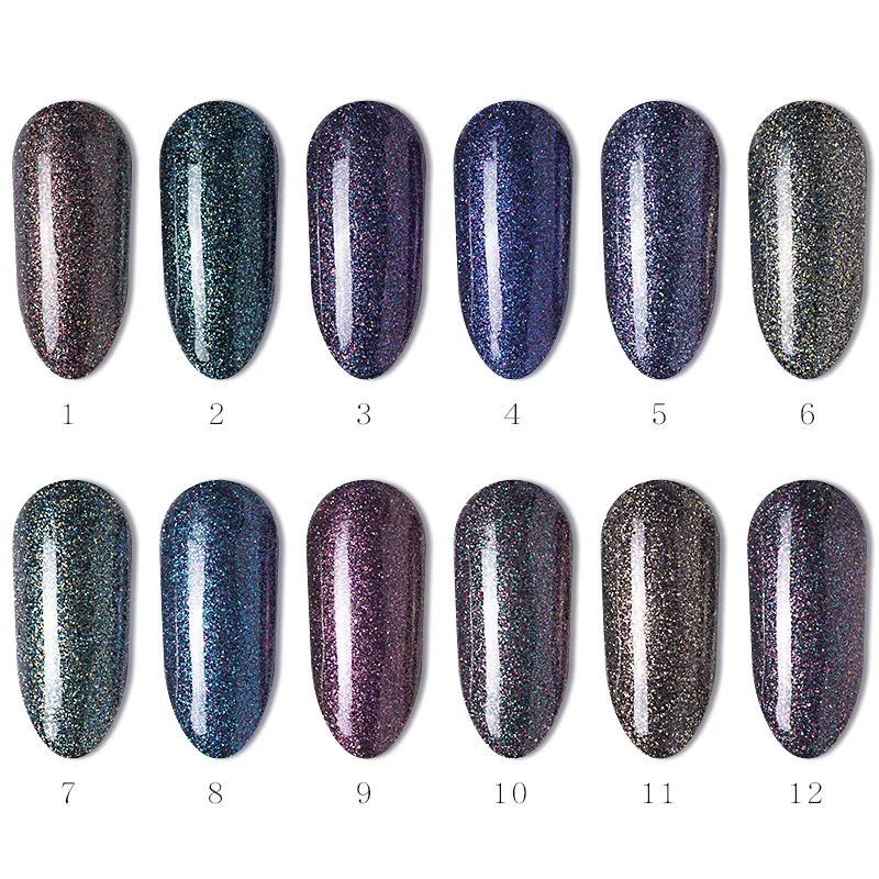 12 Colors/set Shining Starry Sky Nail Glitter Holograhic Galaxy Colorful Pigment Sparkly Laser Diamond Powder Manicure Tools | Красота и