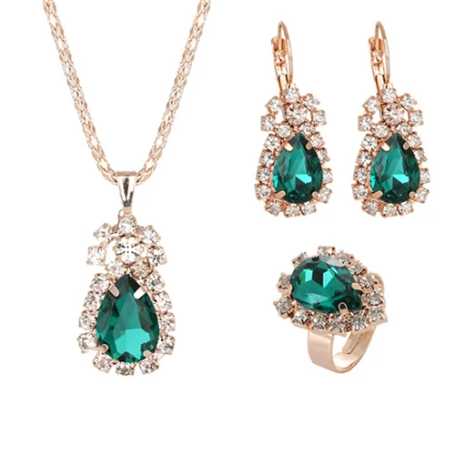 H13416 ZOSHI модное ожерелье, серьги, кольцо, Свадебные Ювелирные наборы для женщин, синие африканские Хрустальные Бусины, Свадебный комплект ювелирных изделий - Окраска металла: H13416
