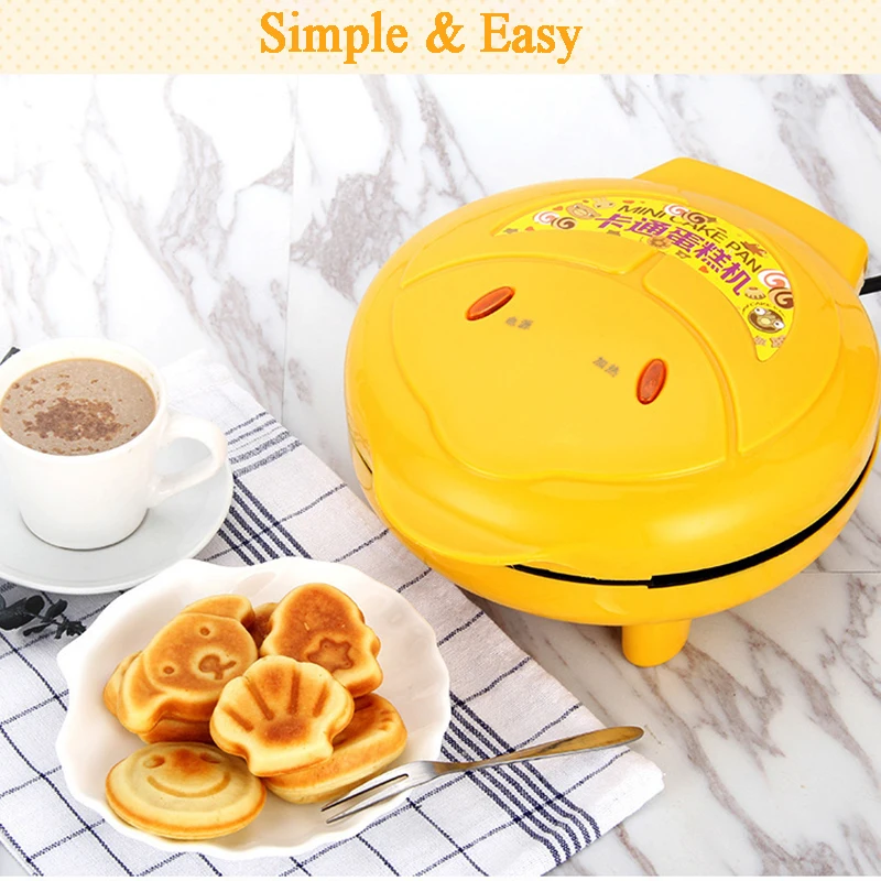 

220V Household Automatic Cake Machine Portable breakfast Machine Bread Machine Double-sided Baking Cartoon Pictures