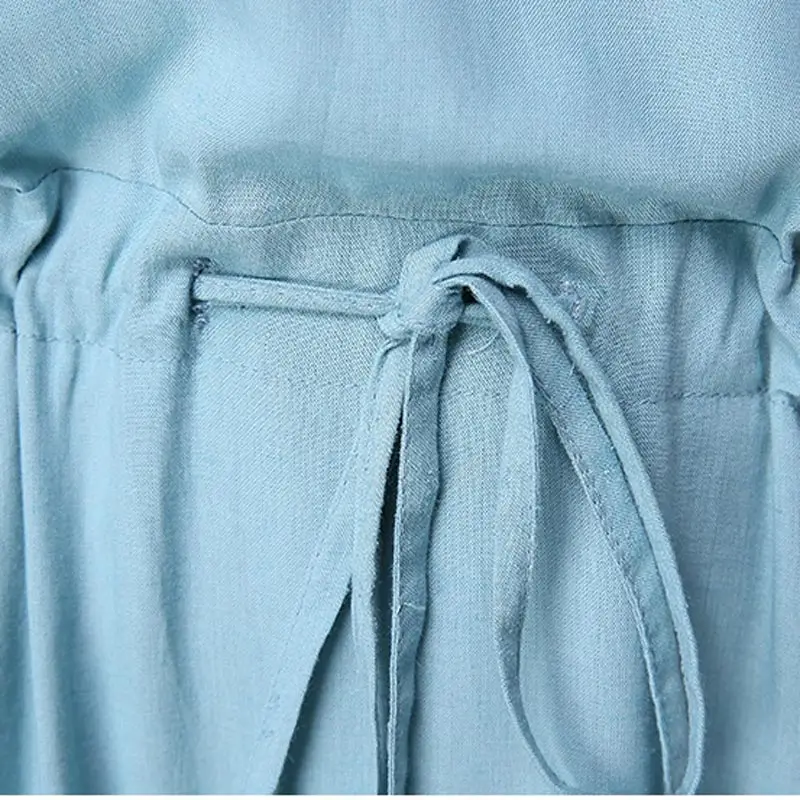 Женское платье без рукавов с вышивкой Длинное свободное льняное хлопковое в