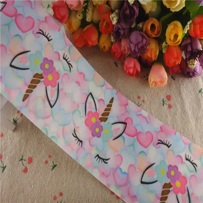10 Yards Printed Grosgrain Ribbons 3'' 75MM Unicorn Ribbon For Hair Bows DIY Craft Handmade Materials M19042316 | Дом и сад