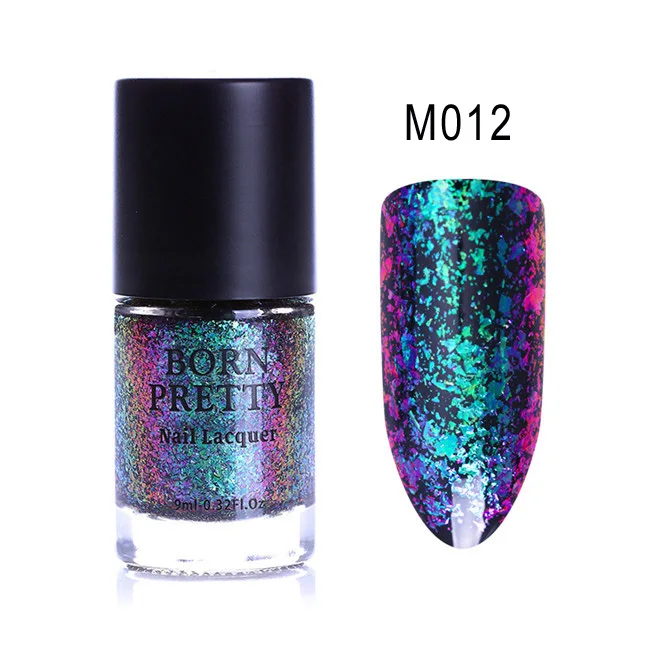 M012 Born pretty, хамелеон лак для ногтей 9 мл Золотой Фиолетовый Галактический блеск закат светящиеся блестки лак для ногтей(требуется черная основа - Цвет: M012