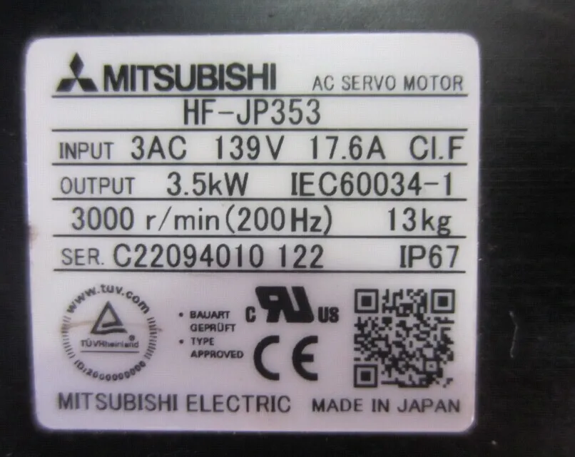 

Original Japan Mitsubishi servo motor ac 3.5kw HF-JP353