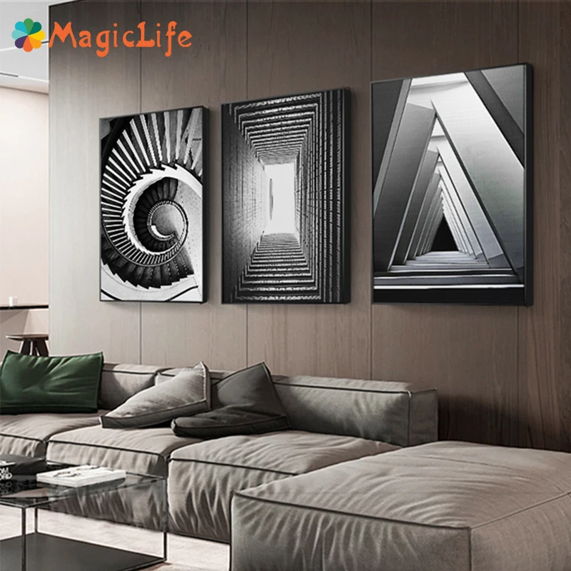 Современная уникальная черная n Белая настенная художественная архитектура