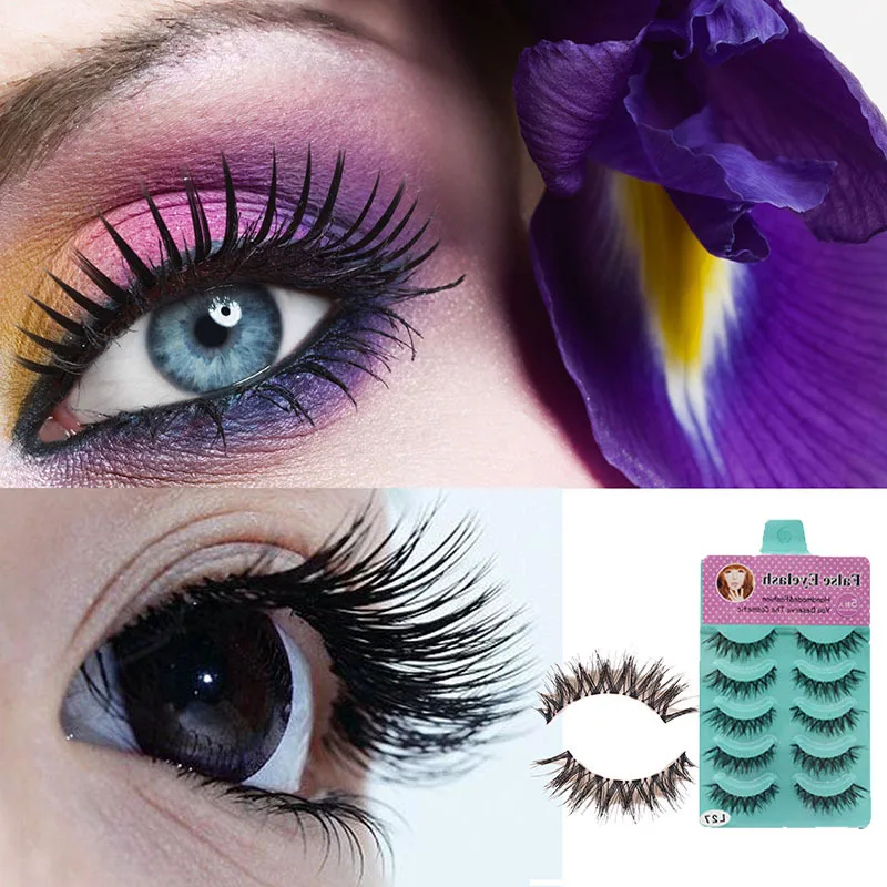 Новинка 5 пар Черные Накладные ресницы ручной работы натуральный макияж 3D