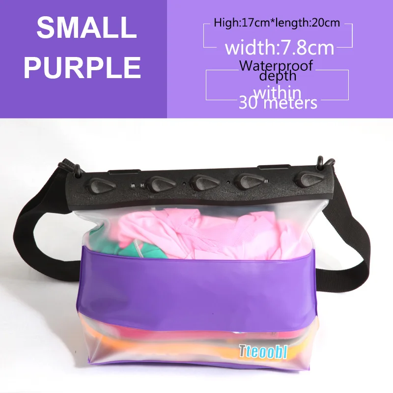 PURPLE SMALL TteooBL 30 м ПВХ водонепроницаемая поясная сумка подводная Летняя Пляжная сумка прозрачные поясные сумки для серфинга маска для подводного плавания Дайвинг подводное плавание - Цвет: PURPLE SMALL
