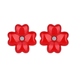 Red Earrings Женские серьги-гвоздики с красными красками из нержавеющей стали и керамического материала, милые ювелирные изделия, корейские серьги с растениями - Окраска металла: Red Earrings