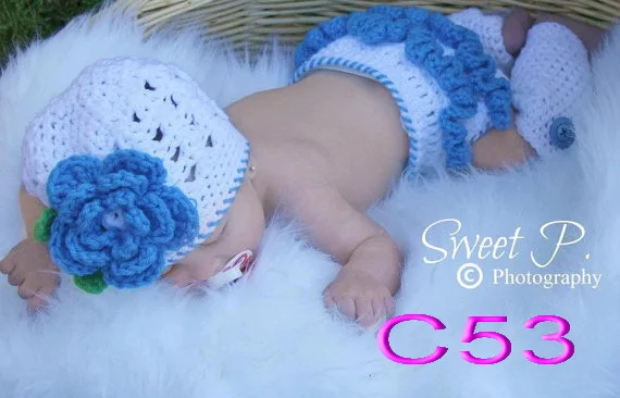 Бесплатная доставка вязанная крючком шапочка с голубыми цветами для маленьких