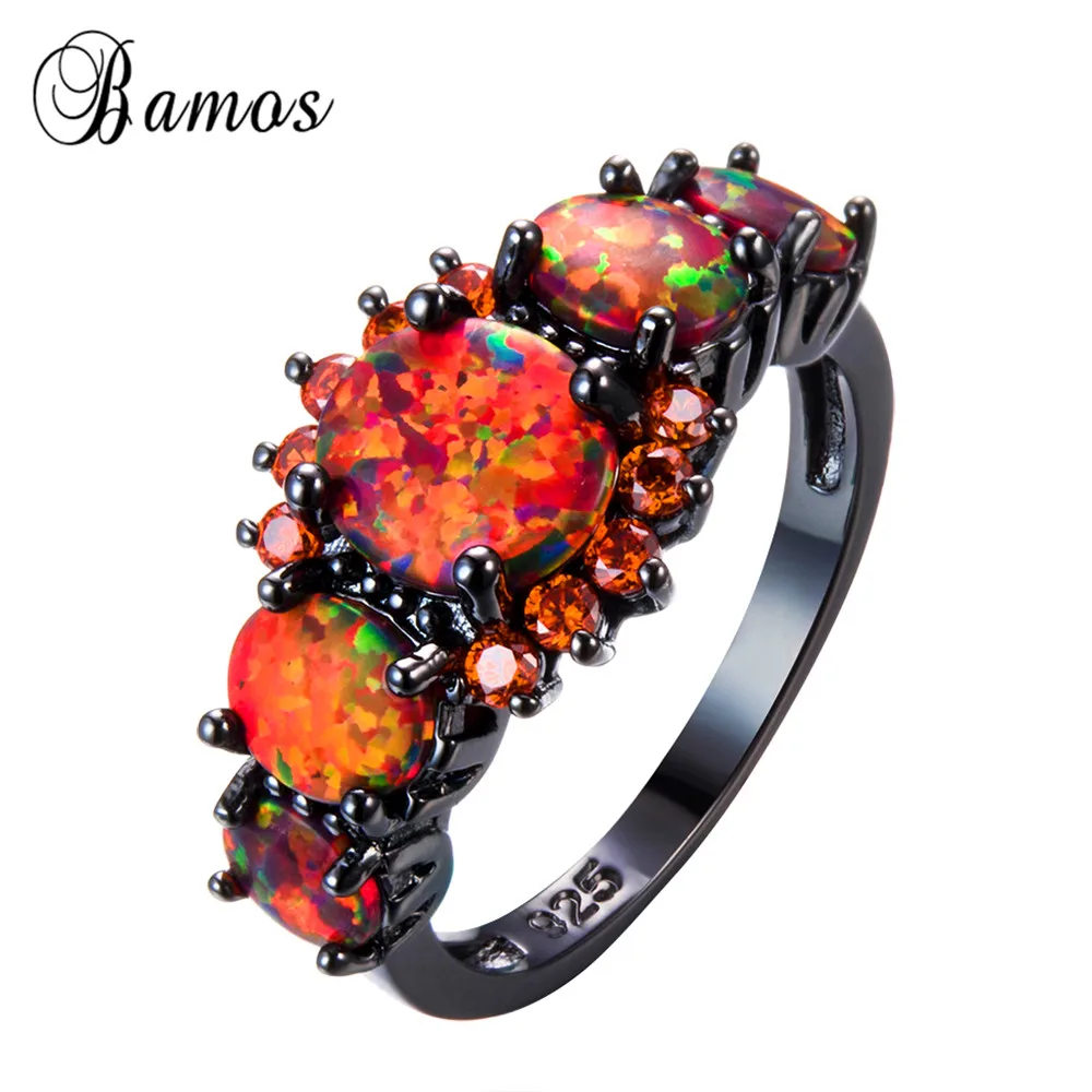 Кольцо Bamos женское модное золотое оранжевое с огненным опалом|gold filled jewelry|fire opal