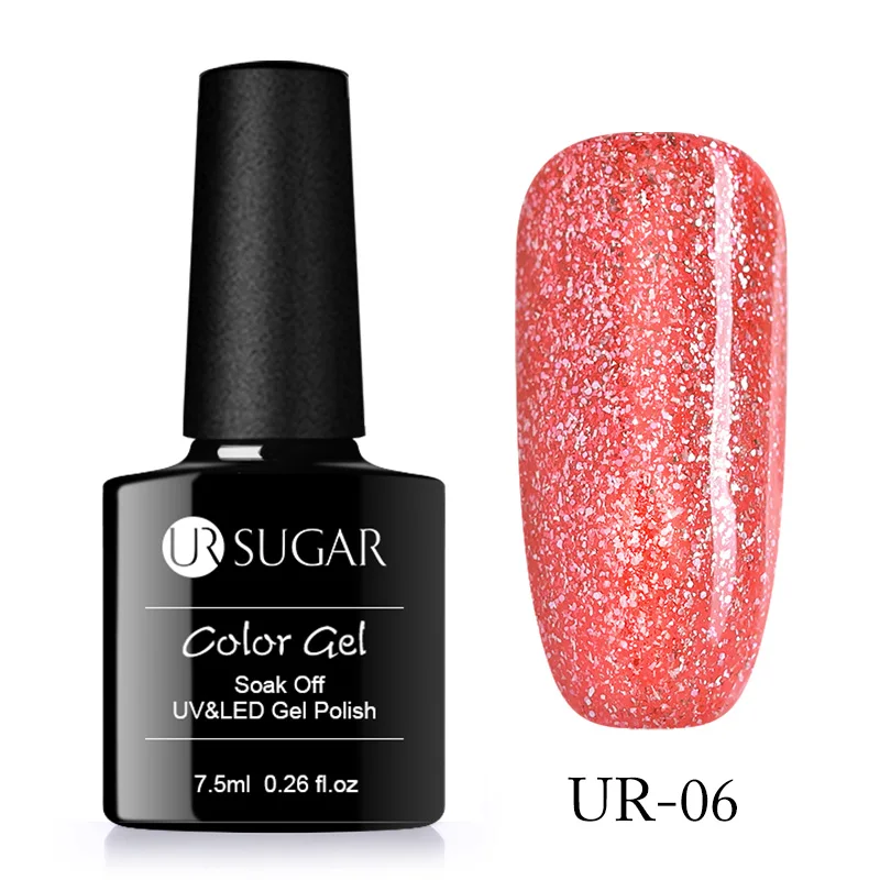 UR 06 Ur Sugar 7,5 мл Блестящий замачиваемый УФ голографический Кристальный Гель-лак цветной неоновый лак с блестками Гель-лак для ногтей - Цвет: UR 06