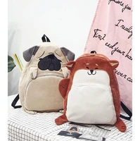 creative women backpack cute animal funny pug cotton fabric school bag for girls large size students backpack female gift
