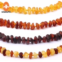 haohupo unpolished amber teething necklace raw cherry with honey baltic natural amber baby necklaces jewelry supplier