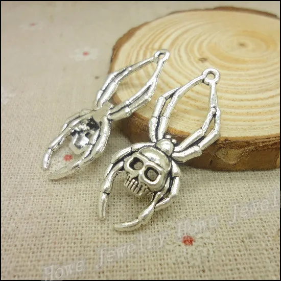 40 шт Подвески Череп пауки кулон тибетский серебряный цинковый сплав подходит