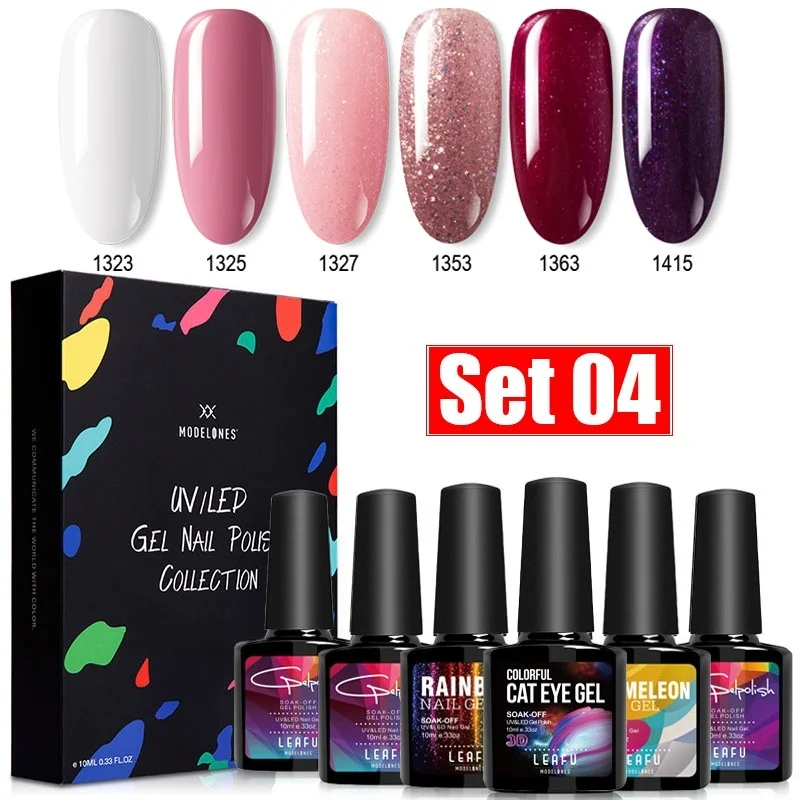 УФ-гель для ногтей Modelones 6 шт./лот блестящий полуперманентный Гибридный