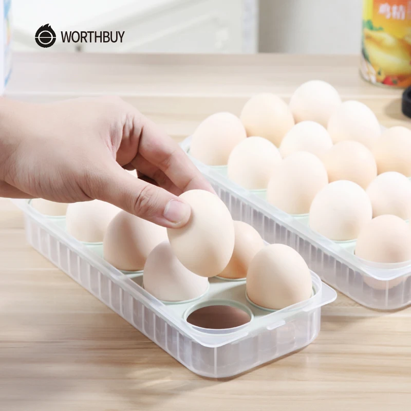 WORTHBUY 10/15 Сетчатый Контейнер для хранения яиц BPA БЕСПЛАТНО пластиковый ящик для хранения яиц с отделениями кухонный органайзер для холодильника