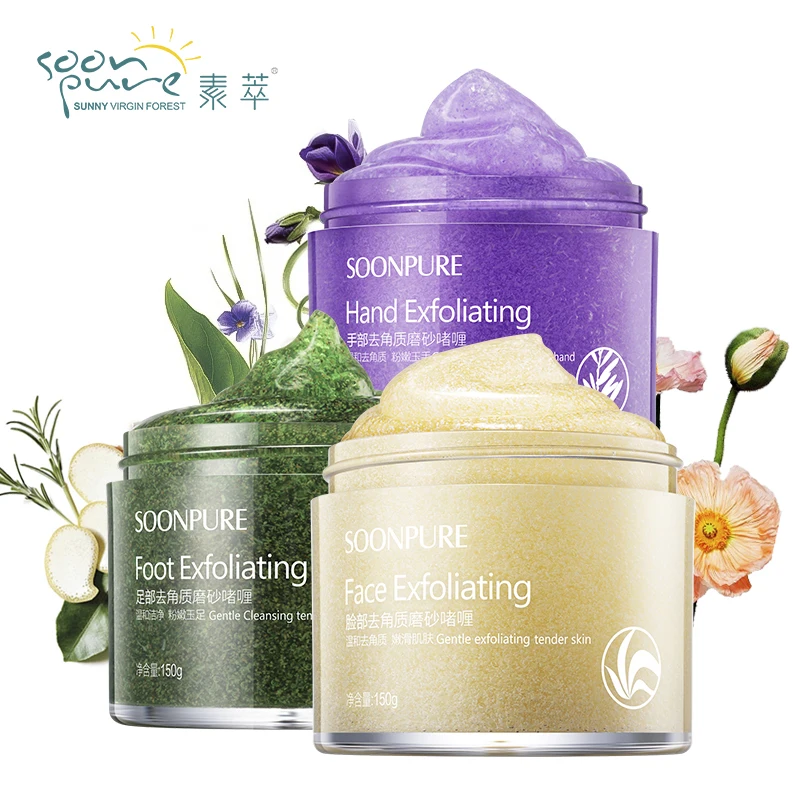 SOONPURE Лица + Рука Нога Отшелушивающий Гель Комплект Скраб Для крем Удалить Мертвую
