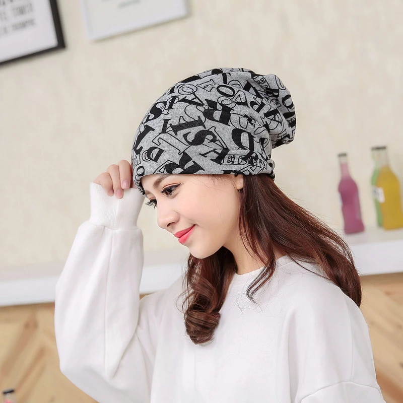 Hiking Scarves pattern Letter Confinement cap Autumn winter Knitted hat Pile thin | Спорт и развлечения