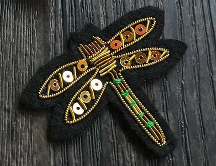 Шелковая вышитая нашивка gragagfly брошь из индийской шелковой проволоки ручной