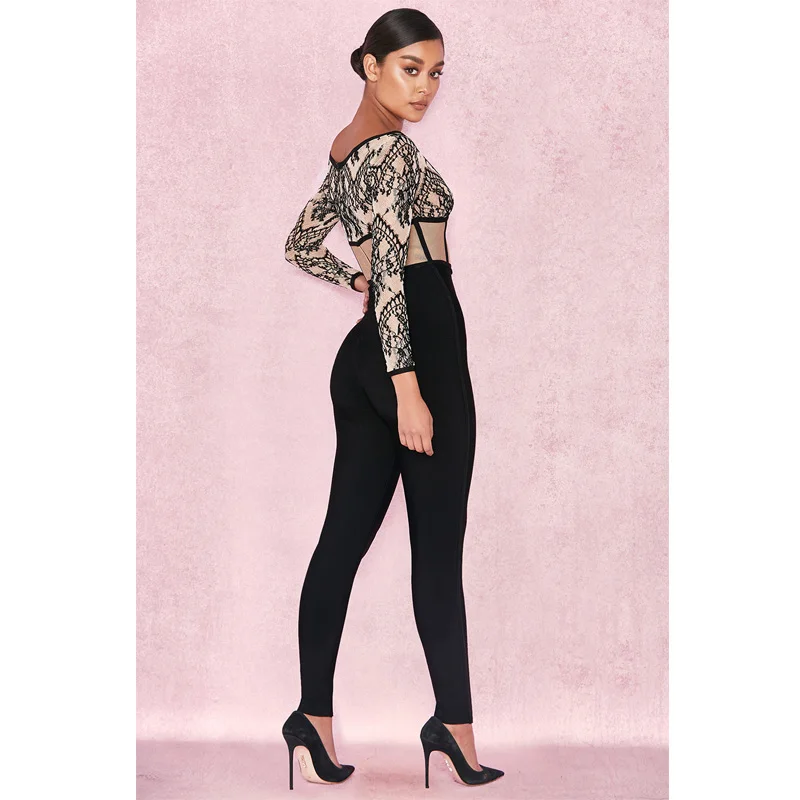 Новинка 2017 стильный Сексуальный Облегающий комбинезон зимний женский с длинным