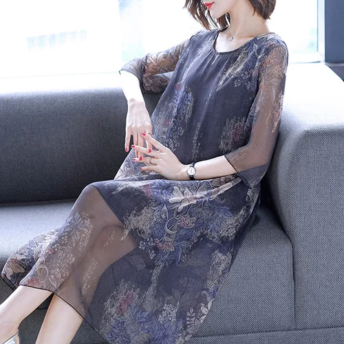 brown Винтажное Цветочное платье 5XL размера плюс Boho миди, летнее шифоновое пляжное макси-платье с принтом, элегантные женские вечерние платья - Цвет: brown