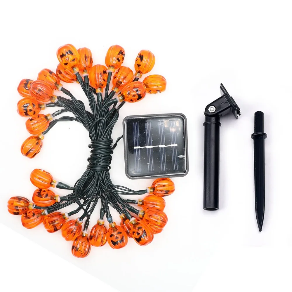 Солнечный свет гирлянда Открытый 30LED Тыква гримаса Хэллоуин сад пейзаж