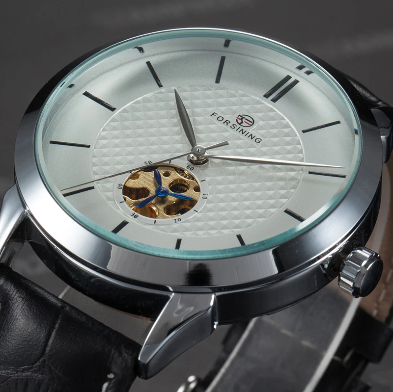 Часы наручные FORSINING Мужские автоматические брендовые Ретро хромированные с