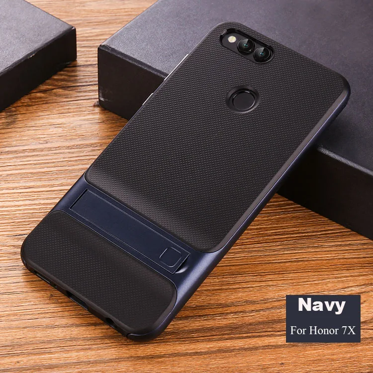 Navy bumper Huawei honor 7X7 X чехол для телефона s противоударный деловой гибридный мягкий силиконовый чехол и жесткий чехол-бампер чехол для huawei honor 7x5,93" - Цвет: Navy bumper