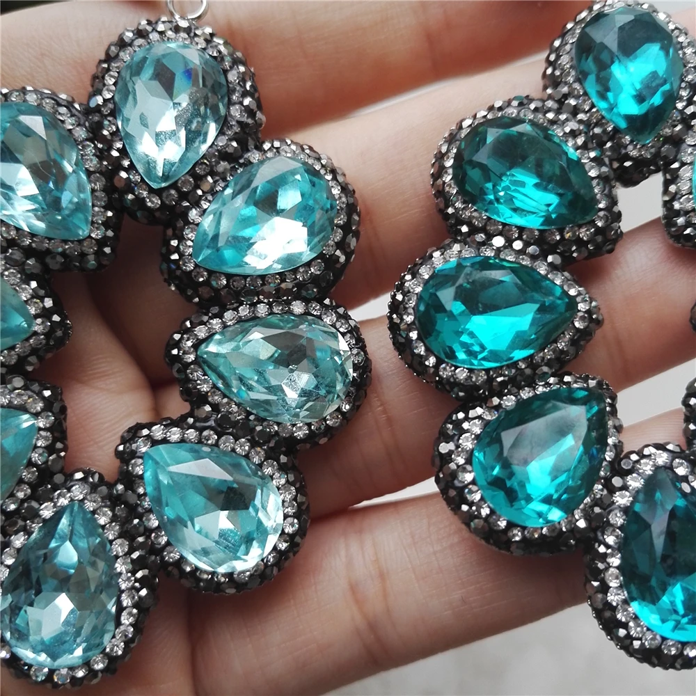 Женские полупрозрачные висячие серьги подвески с кристаллами и большим