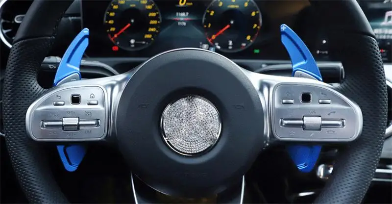 Blue Автомобильный Стайлинг рулевое колесо сдвиг весло расширение рычаги Замена наклейки для Mercedes Benz A класс A180 A200 аксессуары - Название цвета: Blue
