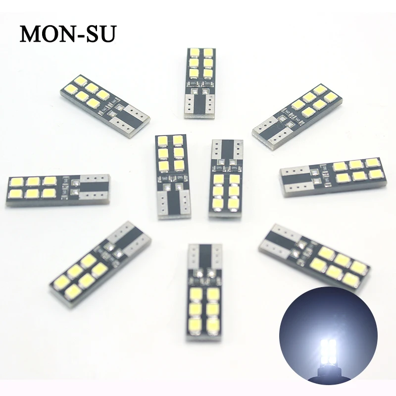 MON SU 10 шт. автомобильный габаритный светодиодный светильник T10 2835 12smd Canbus W5W супер