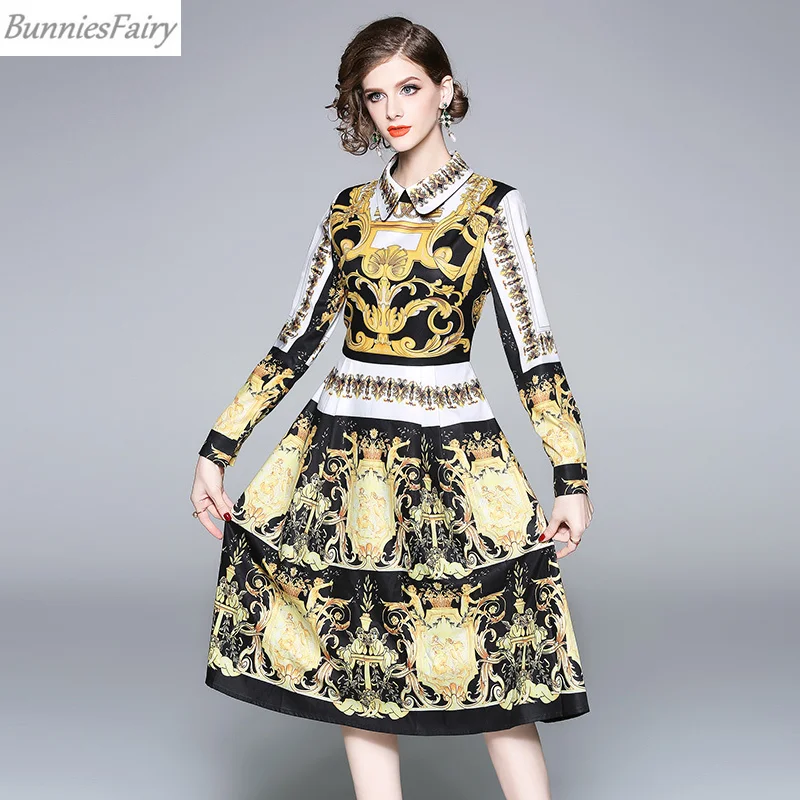 BunniesFairy 2018 Осень Новый женский Королевский барочный Стиль Ретро Винтаж золотой