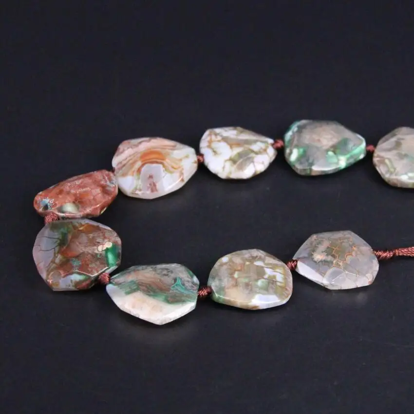 Необработанные Агаты граненая плита approx12 шт/нитка зеленый коричневый драконовые