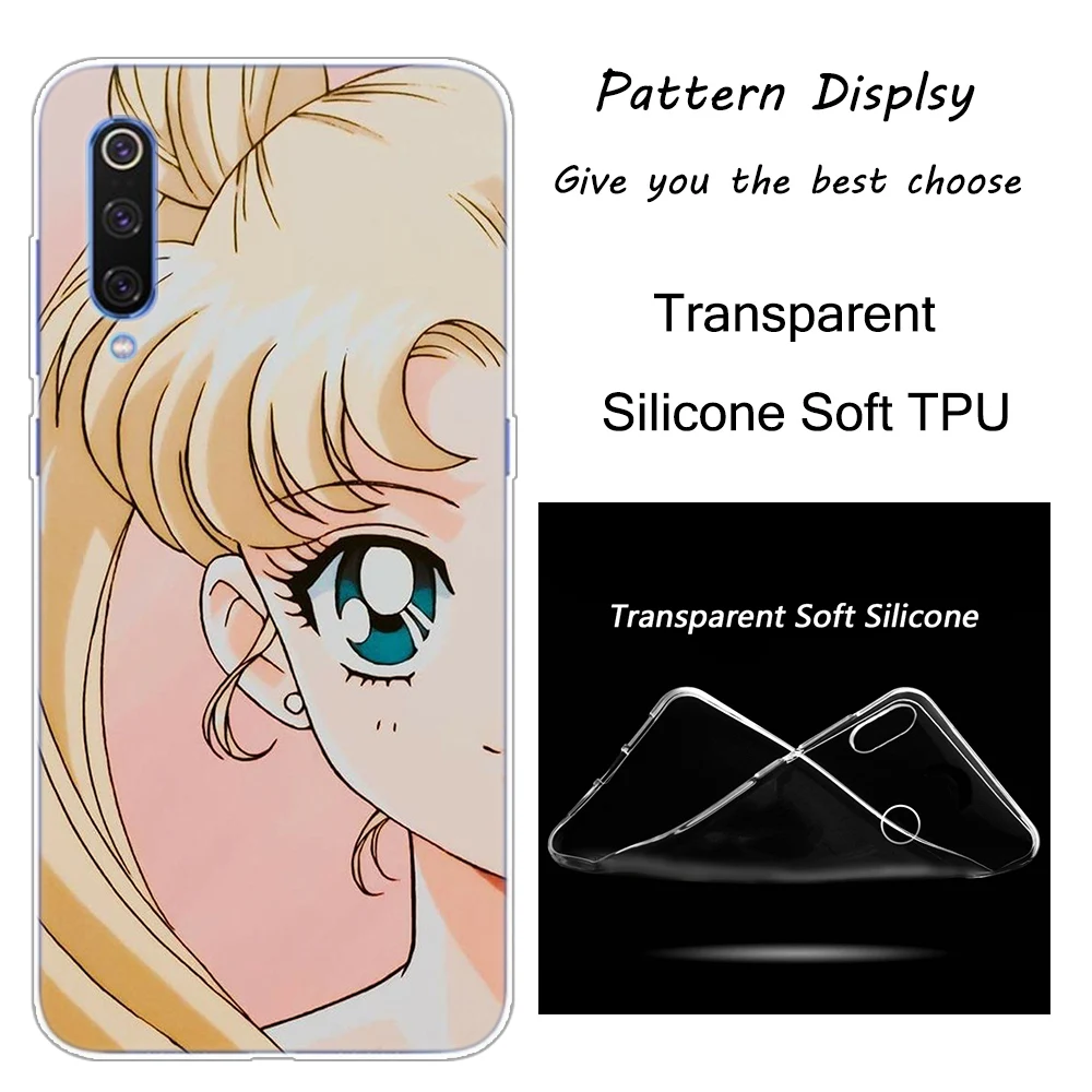 С рисунком из аниме «Сейлор Мун» lune реальная Кошка мягкий чехол для Xiaomi Pocophone F1 9T 9 9SE 8 A2 Lite A1 A2 Mix3 Redmi K20 7A Note 4 4X5 6 7 Pro S2