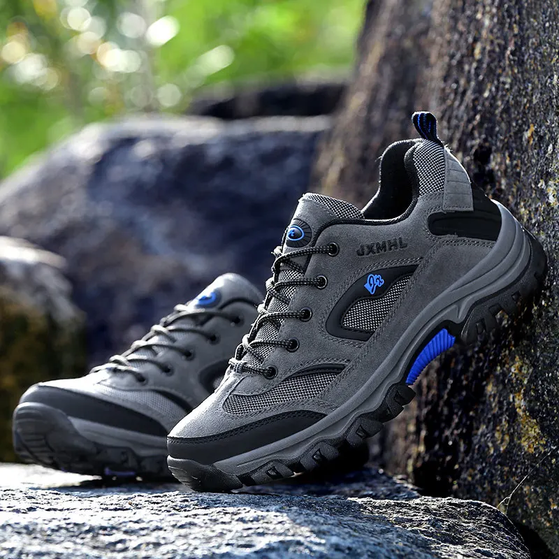 CAMEL JINGE Men Hiking Boots Shoes Plus Size Outdoor Breathable Green Trekking Shoes Men Rubber Mountain Climbing Shoes Men