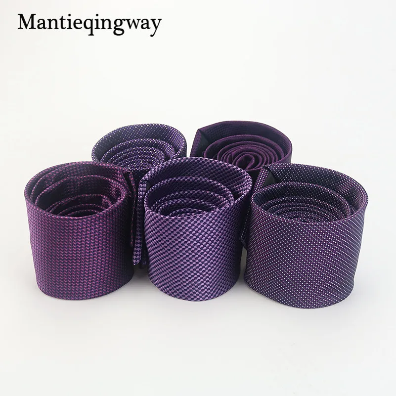 Mantieqingway фиолетовый полосатый стиль полиэстер Шелковый Галстуки 8 см Тонкий