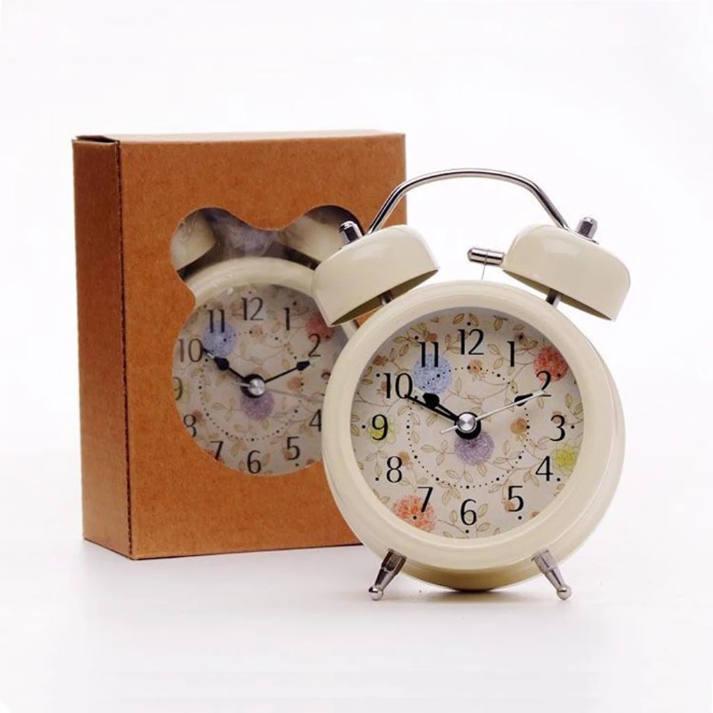 Классический ретро двойной колокольчик бесшумный кварцевый часовой Громкий