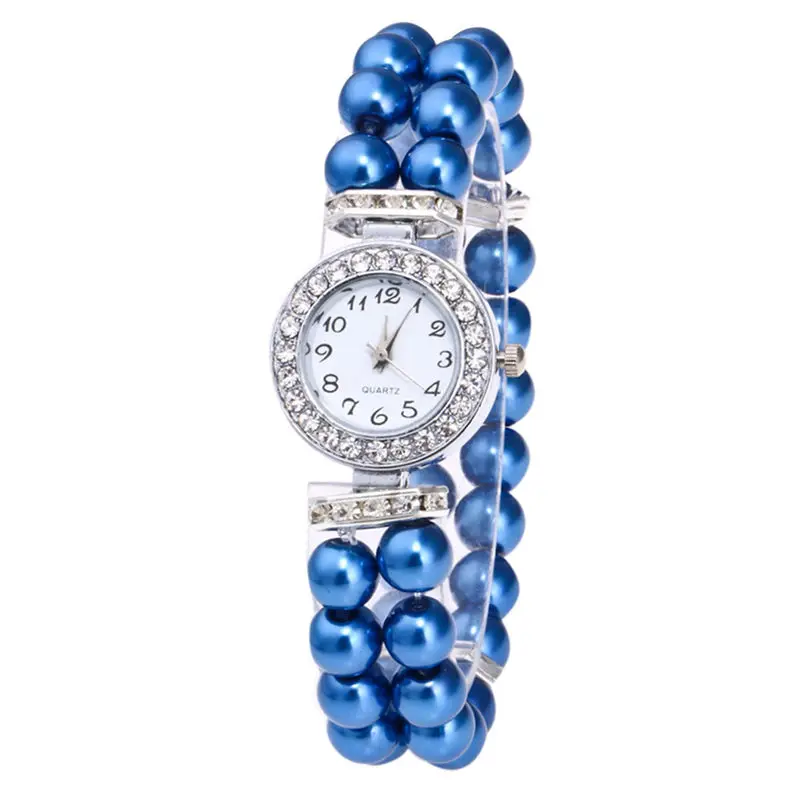 

Fashion Ladies Watches Women Casual Pearl String Strap Watch Female Quartz Rhinestone Wrist Watch Luxury Clock reloj mujer #D