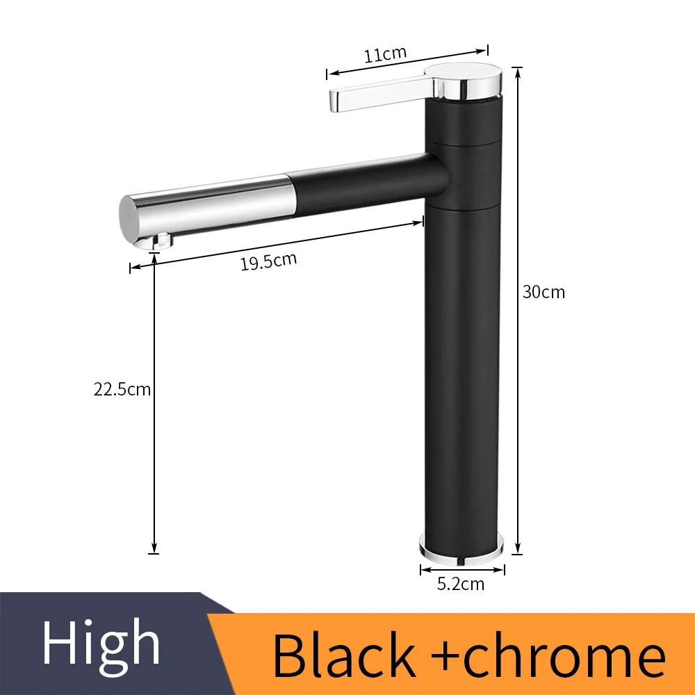 Black (High) Смеситель для раковины, латунный кран для ванной комнаты, смеситель для раковины, туалетный кран, поворотный носик, на бортике, хромированный цветной смеситель для умывальника 701AL - Цвет: Black (High)