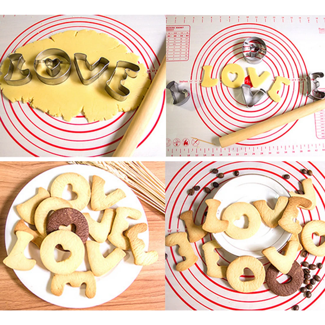 4 шт./лот LOVE Letters металлические формы из нержавеющей стали торты для печенья