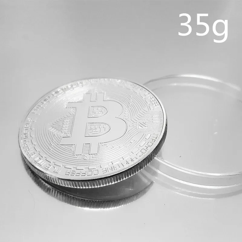 silver Позолоченный физический Биткоин Casascius Бит монета BTC чехол Подарок физический Металл антикварная имитация арт-коллекция монет BTC 1 шт - Цвет: silver