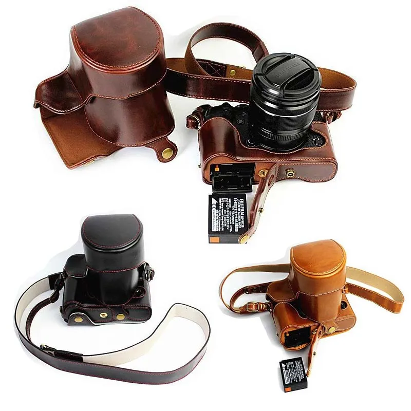 Кожаный чехол для цифровой камеры Fujifilm XT1 Fuji черный/коричневый/кофейный|camera leather