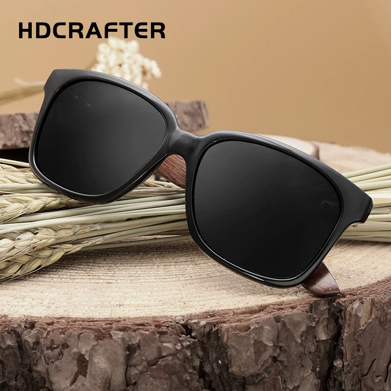Солнцезащитные очки HDCRAFTER Мужские поляризационные бамбуковые брендовые
