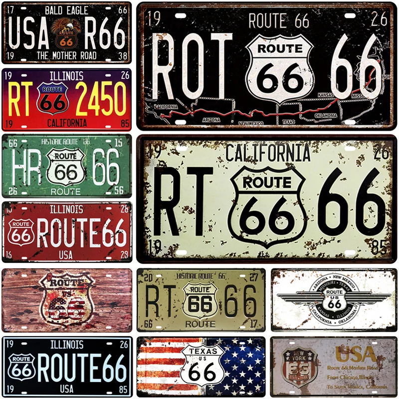 Металлический номерной знак Route 66 металлическая табличка винтажный оловянный