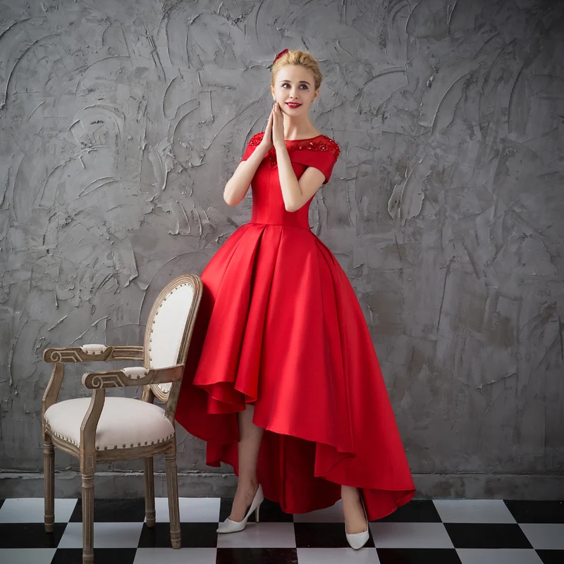 Асимметричное бальное платье с коротким рукавом Роскошные вечерние платья